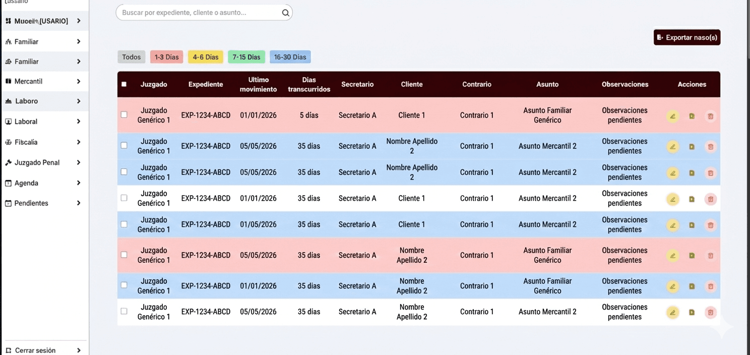 LexSystem Pro Dashboard Interface